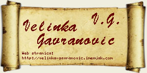 Velinka Gavranović vizit kartica
